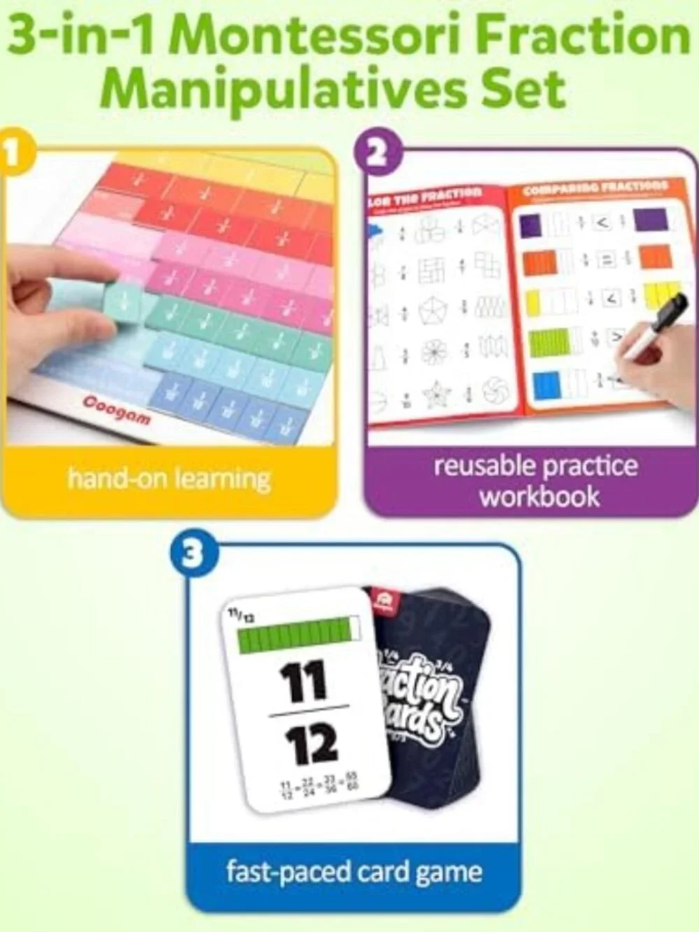 Magnetic Fraction Tiles for Montessori Math Learning | Educational Manipulatives